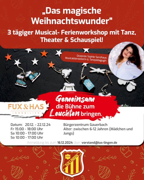 AUSVERKAUFT! Weihnachts-Musicalworkshop beim TuS Lingen
